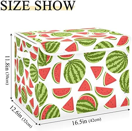 Innwgogo Watermelonns Storage Bins com tampas para organizar a cesta de armazenamento com alças Oxford Ploth Storage Cube Box