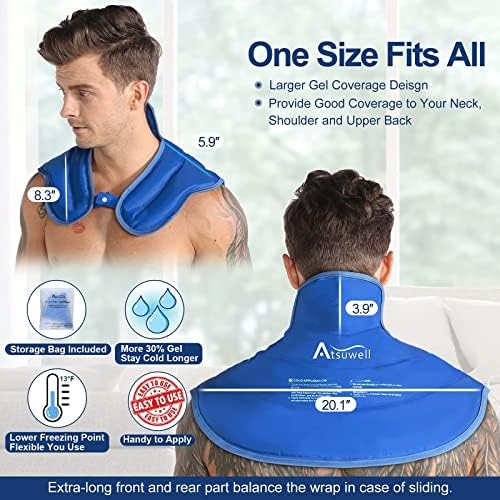 ATSUWELL NUCH OMBRO ICE ICE Pack para lesões gel reutilizáveis, terapia com comprimimento frio para inchaço, hematomas,