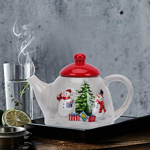 Jardeira de cafeteira de porcelana de Natal, 1pcs de chaleira de cerâmica de bule de chapéu de chaléte de natal para café de