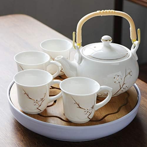 Pdgjg 6pcs porcelana de porcelana artesanal cor de kung fu conjunto de chá zen teasetas de saúde de grande capacidade TEAPOT TEACUP