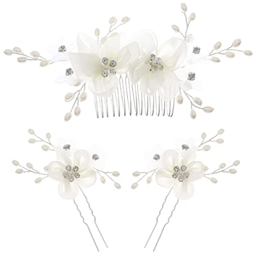 Pente de cabelo de casamento, Flower Bridal Side Pent Strass Stick Stick U Hair em forma de noiva para mulheres meninas