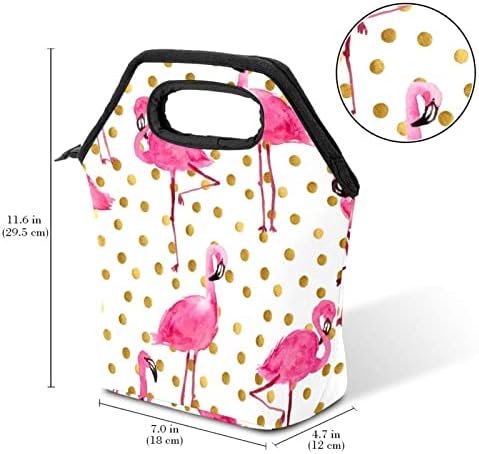 Lunchagem Guerotkr para homens, lancheira isolada, lancheira para adultos, padrão de bolinha de polca flamingo de animal rosa