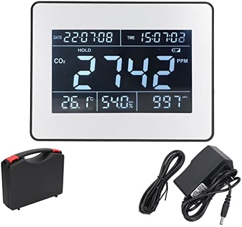 Monitor de qualidade rápida e sensitiva, detector de CO2, temperatura e umidade precisas, tempo, medidor de CO2 interno com registrador