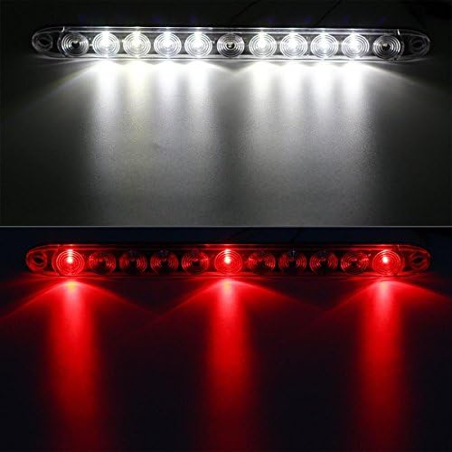 Partsam 2pcs 15 Vermelho 3 barra de identificação com luz branca reversa 11 trailer de caminhão LED RV Lente Clear Submersible