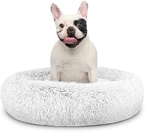 A cama do cachorro do cachorro sono de rosquinha cama de cachorro, gelo de gelo branco capa removível Cama calmante