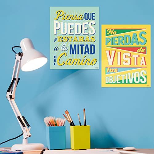Conjunto de 8 pôsteres motivacionais em espanhol e bienvenidos cartas para professores e alunos - pôsteres de língua