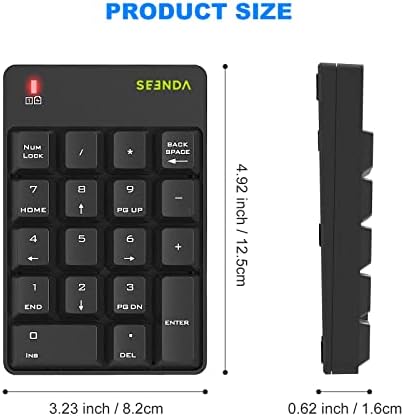 Seenda Wireless Number Keypad, 2,4g de números sem fio, 18 teclas portátil USB Numeric Keypad Extensions para notebook para laptop
