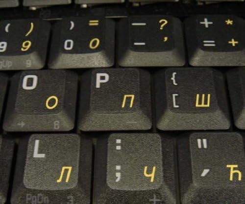 Adesivos de teclado sérvio de 4keyboard com letras amarelas em fundo transparente transparente