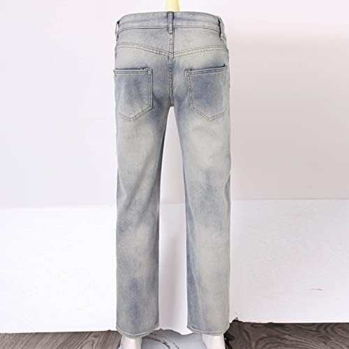 Homens mans magros altos moda moda casual hole fivela zíper jeans de calça longa calça calças 560 36x30