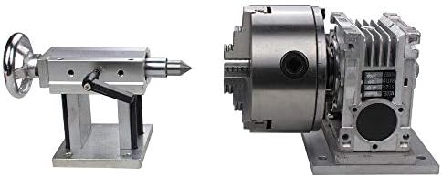 Roteador de caixa de engrenagens CNC BUBUQD ROUTO AO 4º eixo 3 mandíbula de 130 mm 20: 1 Máquina de gravura de tailstock