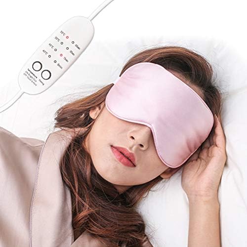 Máscara de olho aquecida de seda real, máscara de dormir macio e elétrica reutilizável com temperatura e controle