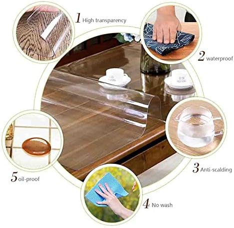 Protetor de tampa de mesa transparente personalizada, protetor de mesa de 1,0 mm de espessura para mesa da sala de jantar,