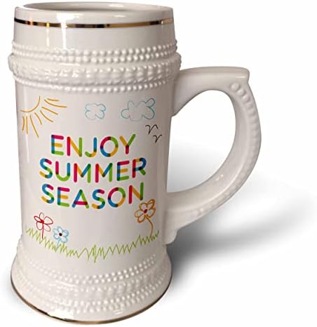 3drose desfrute da temporada de verão Texto colorido e um desenho à mão das crianças - 22oz de caneca de Stein