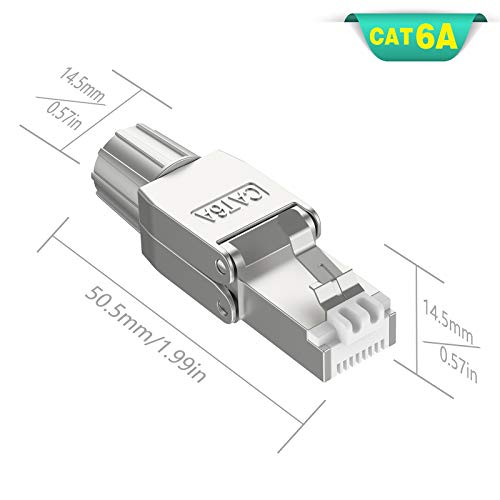 VCELink RJ45 CAT6A CONEXTORES Plugues de terminação Ethernet sem ferramentas para 23AWG SFTP UTP Cabo, 10G Easy Internet Plug,