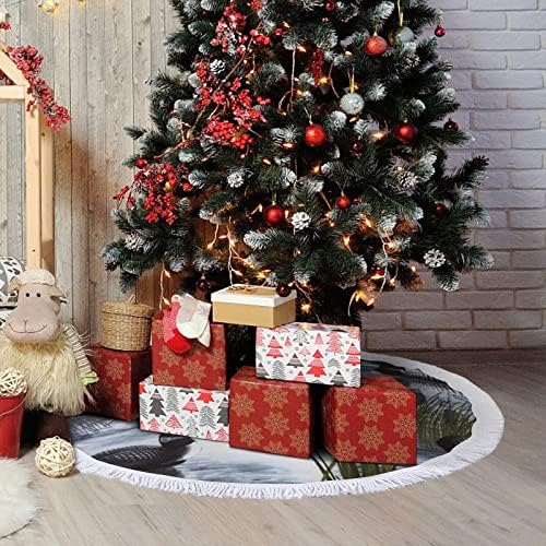 Saia de árvore de Natal de pato para decorações de festas de festas com renda de borla