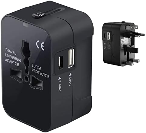 Viagem USB Plus International Power Adapter Compatível com LG G3 LTE-A para poder mundial para 3 dispositivos USB TypeC,