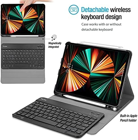 Procase iPad Pro 12.9 Caso do teclado 2021 2020 2018 Bundle iPad Pro 12,9 polegadas Caso 2021 2020 2018, tampa resistente