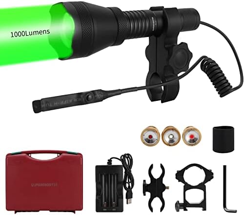 Lumenshooter A10 Ultimate 1000 Lumens Green Hunting Lanterna leve com escudo de halo de borracha, tocha infravermelha