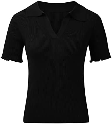 Camisa de manga longa spandex Mulheres femininas de manga curta camisas de colarinho de verão Tunic Tops para mulheres casuais