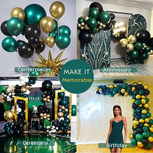 Teal Emerald Green Balloon Garland Arch Kit duplo recheado verde escuro com balões de estrela de ouro preto para 2023