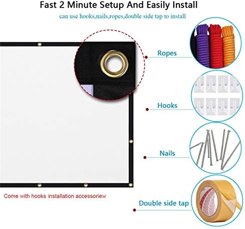 Telas TWDYC para portátil do projetor, 60 /100 /120 polegadas 16: 9, tela de filme ao ar livre de poliéster para viagens