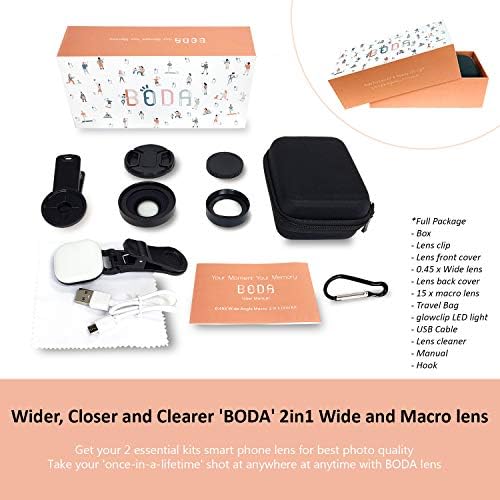 Macro Boda Lente - Macro 15x e 0,45x de largura 2in1 - Kit de lente essencial para aprimorar suas fotos de mídia social
