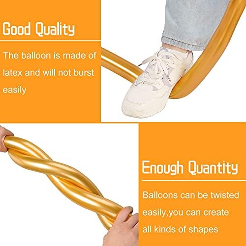 50 peças Balões de torção de ouro metálico 260 balões longos balões de látex metálicos balões de modelagem diy