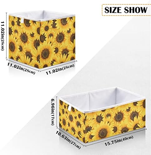 Emelivor Wild Gunflower Blossom Cube Bin Bin colapsível Casquete de brinquedos à prova d'água para caixas de organizador de cubos