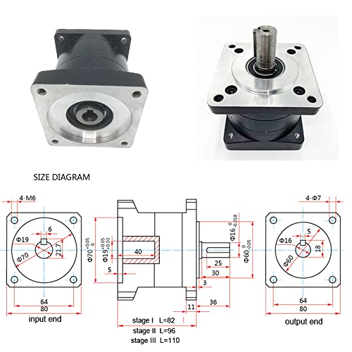 Caixa de engrenagens planetária 4: 1 servo motor 80mm de engrenagem de engrenagem NEMA32 Redutor de velocidade, entrada