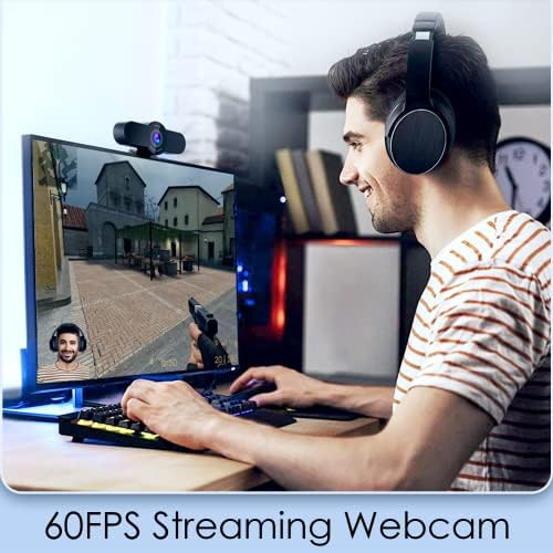 Emeet webcam com microfone, 1080p hd 60fps streaming webcam webcam USB w/2 microfones de redução de ruído, controle de software,