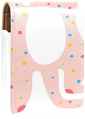 Caixa de batom de Oryuekan com espelho bolsa de maquiagem portátil fofa bolsa cosmética, desenho animado animal abstrato gato rosa
