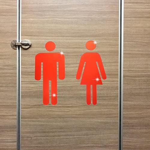 Patikil Bathroom Sign, 1 conjunto de banheiros auto-adesivos de acrílico, sinal de gênero masculino e feminino para