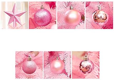 Árvore de Natal rosa K.LSX, árvore de Natal artificial pré-cama com suporte de metal branco para lojas de escritório