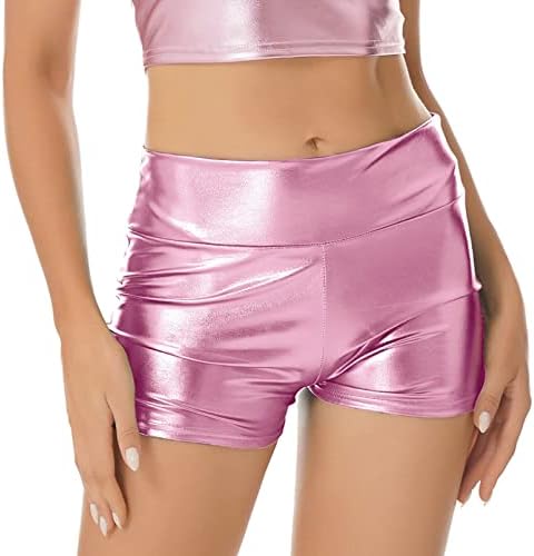 Linjinx Women's Shiny Workout Yoga Athletic Running Dance Gym Short