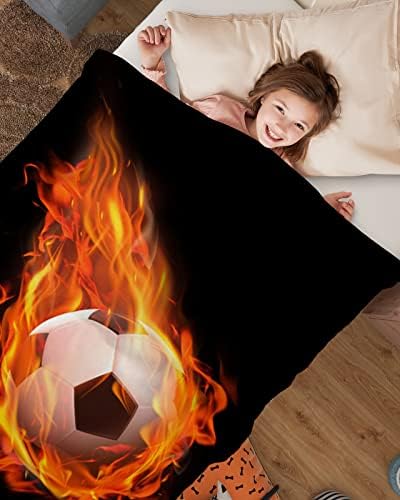 Cobertores de bebê Futebol de chama super macio cobertores confortáveis ​​para crianças recém -nascidas esportes de fundo preto com