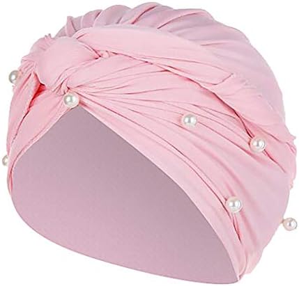 Manhong Cap Pearl Hat Women Mulheres Muslim Biço Turbano Plaudado Câncer Caps Caps Padres Hat Bling