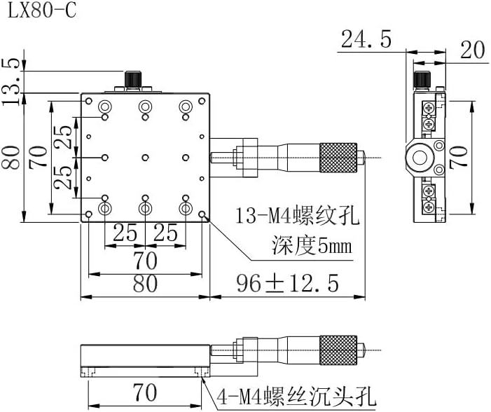 X Manual do eixo Tune fino Tune Plataforma de deslocamento de precisão Micrômetro de trilho cruzado estágio deslizante