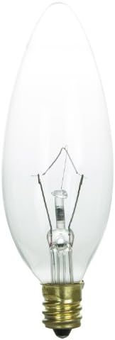 Sunlite 60CTC/32/CD2 Incandescent 60 watts, candelabra, lustre, ponta de torpedo, pacote 2 transparente, cardado 2