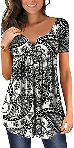 Blusa do outono de verão Tee para mulheres Manga curta 2023 Roupas Moda de algodão V BLUNCH GRAPHIC de pescoço Blusa Fit F0