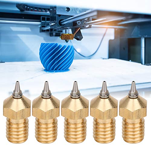 5pcs bico de impressora 3D, bico de latão de extrusão de impressora 3D com dicas de aço inoxidável, kit de bronze para mk8/lulzot