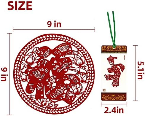 Corte de papel artesanal chinês - 8 PCs Coleção de lembranças de corte de papel de arte tradicional com 4 marcadores de