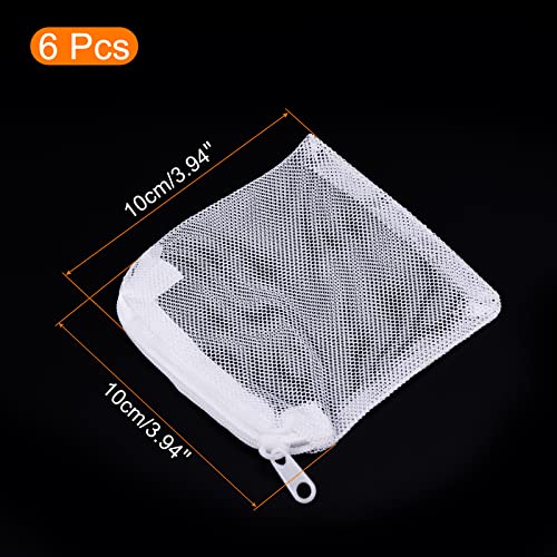 Patikil Aquarium Filter Media Bags 10x10cm 6 bolsas de malha de tanque de peixes com zíper branco