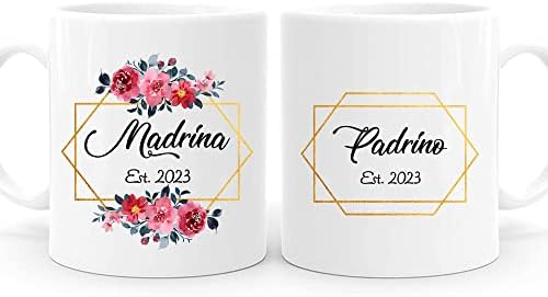 Vivulla68 Padrinos de Bautizo Propuesta Conjunto 2 Tazas Café 11oz, Godícios Proposta de Proposta, Quieren Ser Mis Padrinos