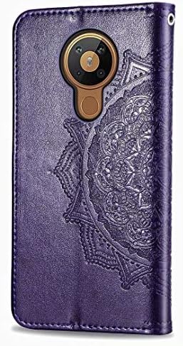 Caixa da carteira Flipbird Nokia 5.3, padrão de flores 3D BLING Premium PU Couro Carteira [Cartão/Cash Slots] Tampa de flip para