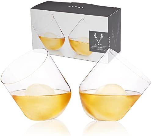 Viski Rolling Crystal Whisky Tumblers Conjunto de 2 - vidro cristalino premium, copos de coquetel clássicos, conjunto de