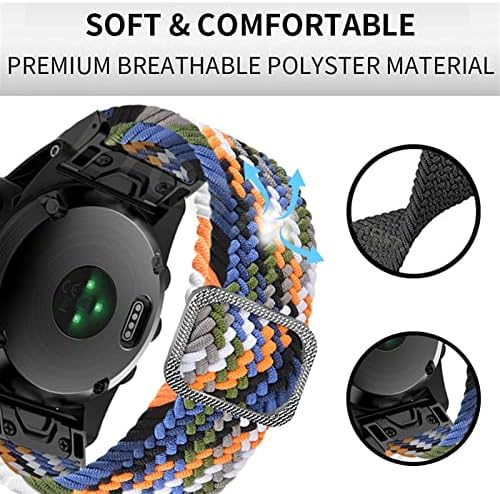 DJSFCN 26 22mm Sport Nylon Watchband WristStrap para Garmin Fenix ​​7 7x 6x 6 Pro 5x 5 Epix 3HR Easy Fit Raple Bandbands