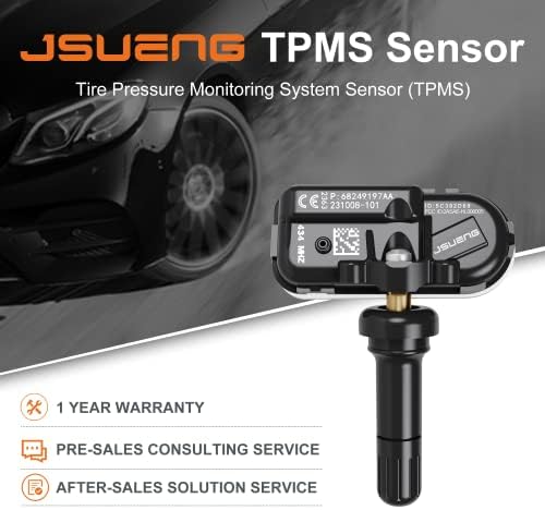 Sensor Jsueng TPMS, sensores do sistema de monitoramento de pressão dos pneus de 434MHz para 2014-2022 Dodge Ram 1500 2500