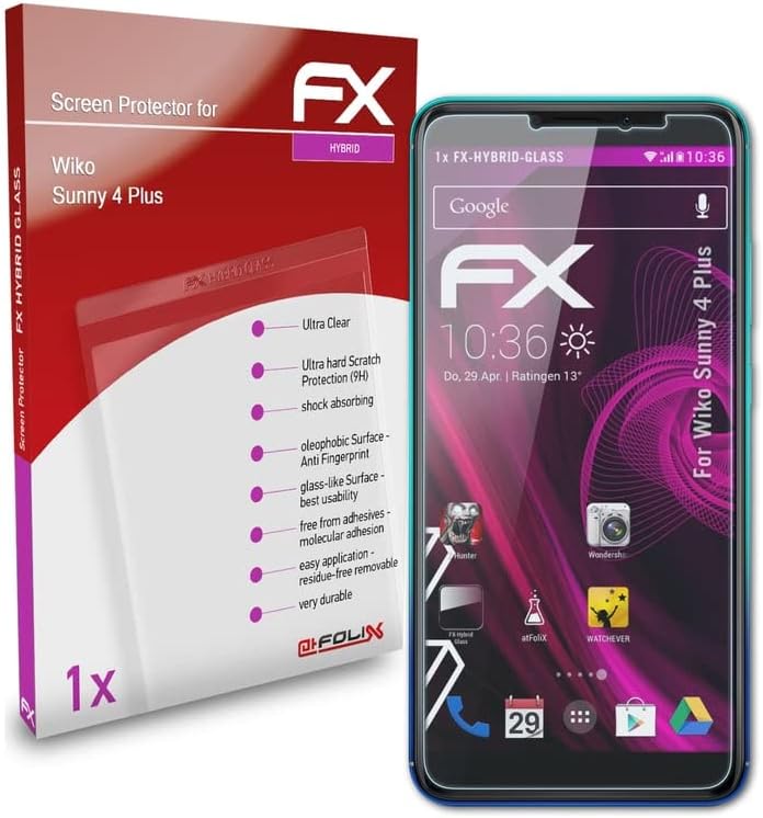 Atfolix Plastic Glass Protective Film Compatível com Wiko Sunny 4 Plus Glass Protector, 9H Protetor de tela de vidro