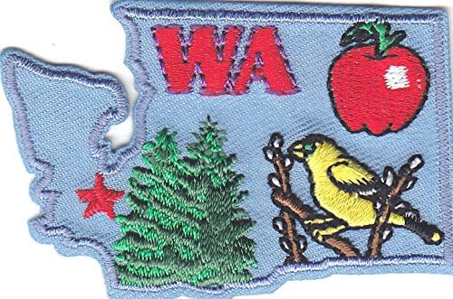 WA Washington State Sfort Patch-Iron em apliques/maçãs bordadas, árvores