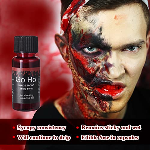 Vá Howaren Makeup Fake Blood e Kit de látex líquido para maquiagem de vampiro zumbi sfx, sangue falso lavável para cicatrizes feridas